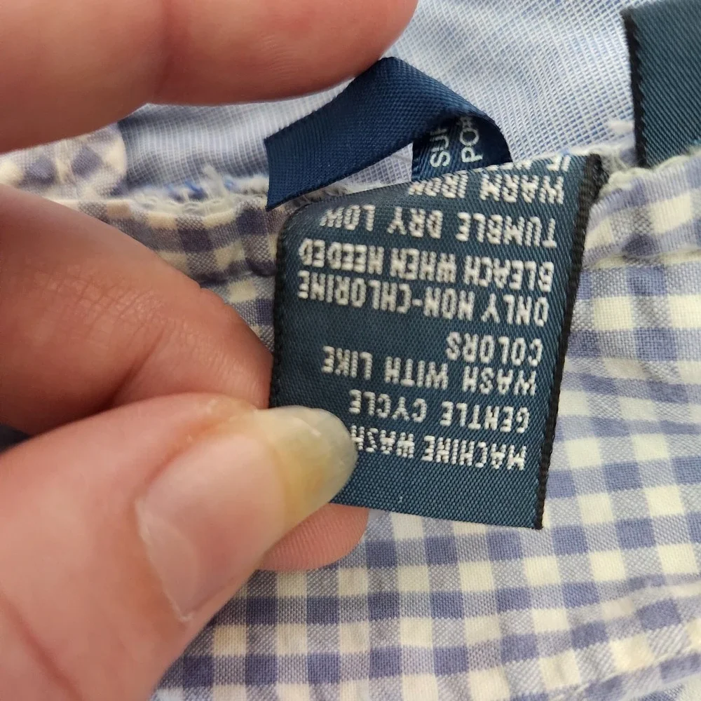Polo Ralph Lauren Gingham Shorts Mens 36 Blue Seersucker Check Plaid Vintage
